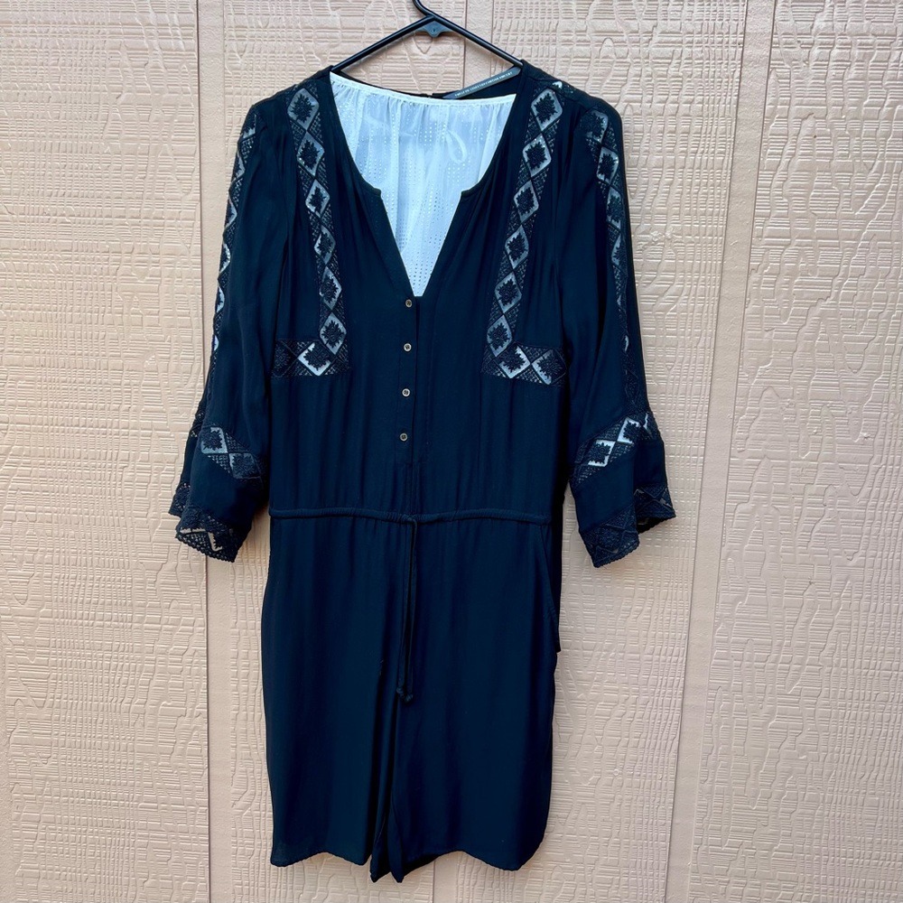 ⭐️Twelfth Street by Cynthia Vincent Elegant Black lace trim short Romper